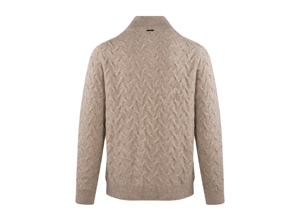 Bernard Half-zip Sand melange M Cable soft half-zip sweater 