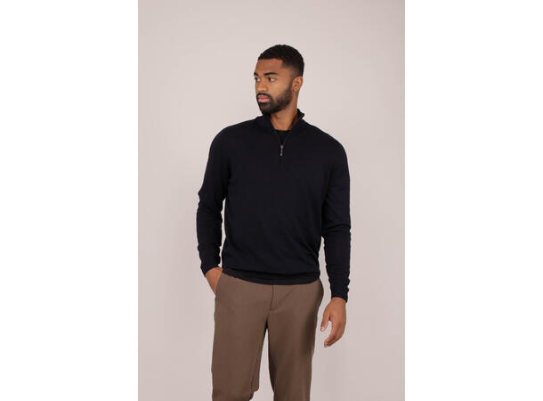 Espen Half-zip Black L Bamboo sweater 