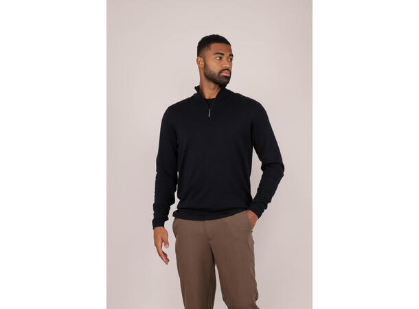 Espen Half-zip Black L Bamboo sweater 