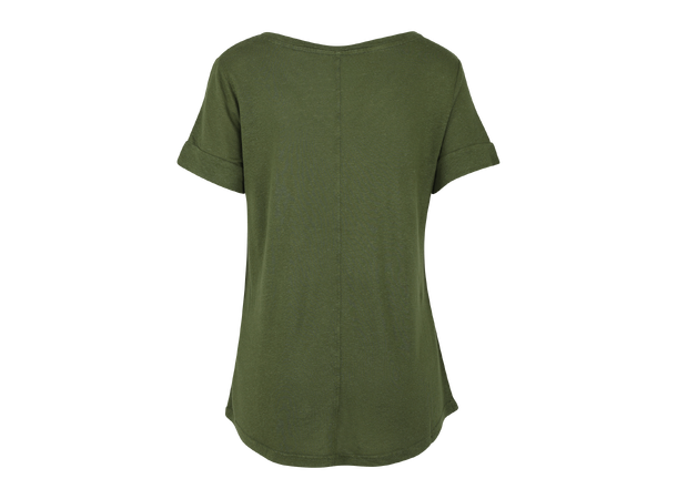 Lily V-neck Tee Olive S Linen v-neck tee 