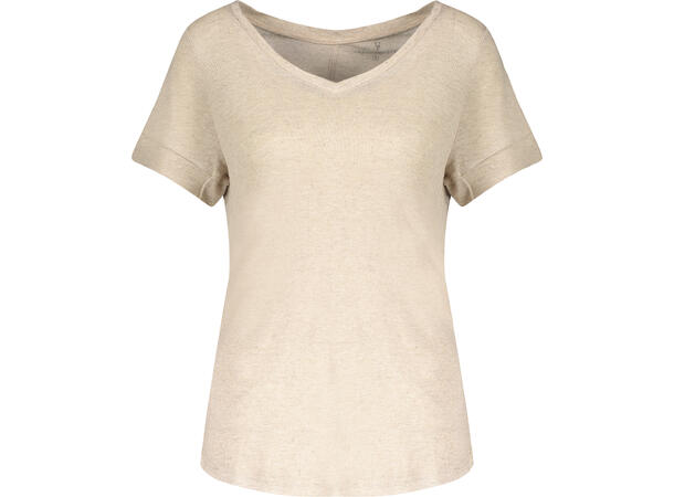 Lily V-neck Tee Sand Melange XS Linen v-neck tee 