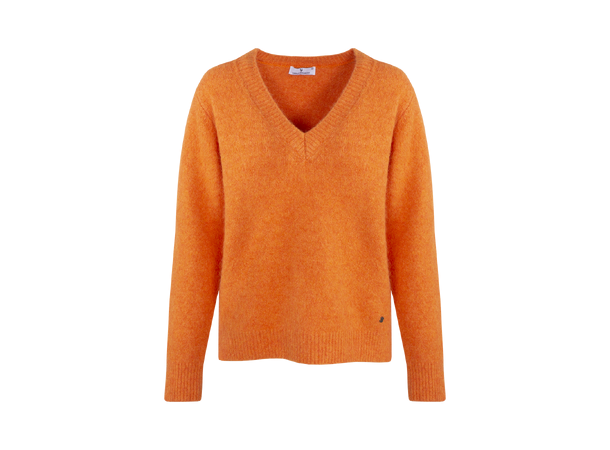 Samantha Sweater Orange Flame M V-neck alpaca sweater 