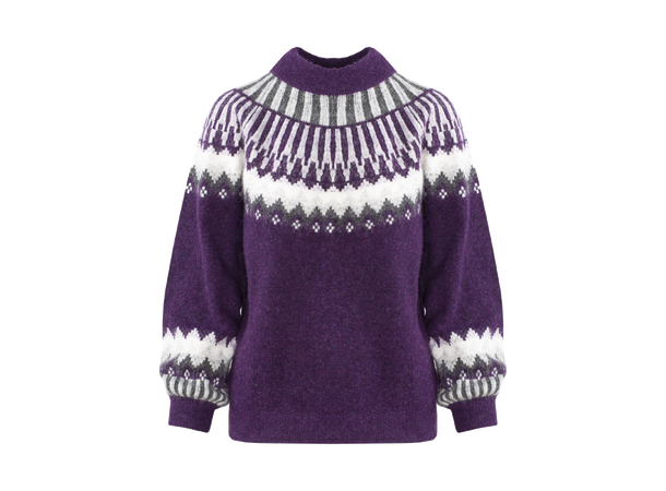 Hani Sweater Purple multi S Pattern round neck 