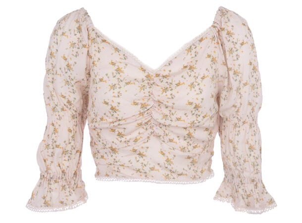 Jessica Top Small Flower AOP M Cropped heartshaped top 