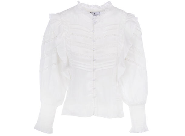Kristy Blouse White M Cotton blouse with lace trim 