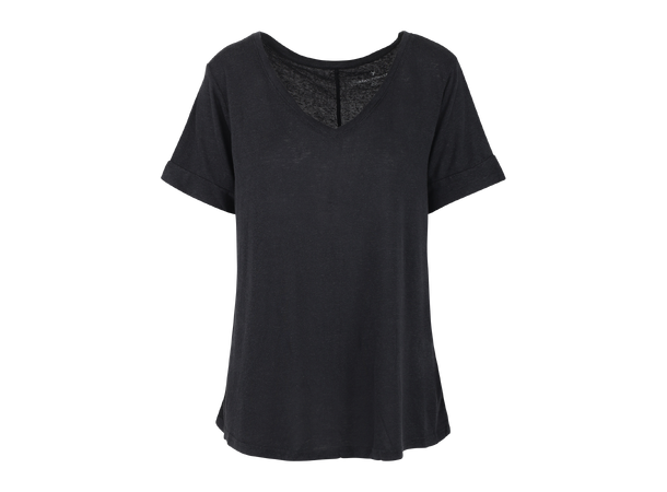 Lily V-neck Tee Black XL Linen v-neck tee 