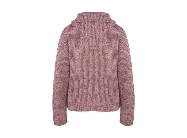 Neeti Half-zip Pink melange XS Lambswool cable zip-neck sweater 