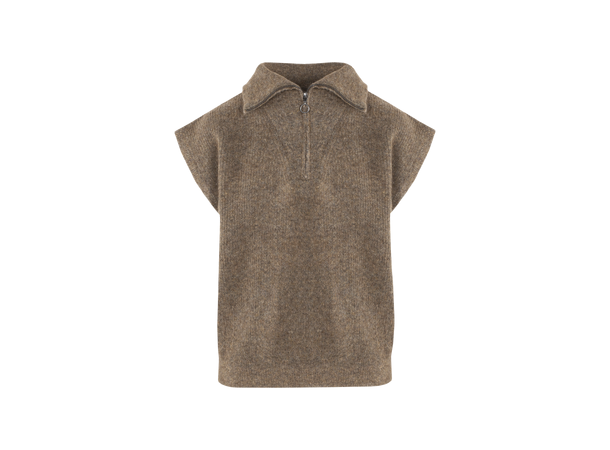 Arianna Vest Dark Brown XS Mohair Half-zip vest 