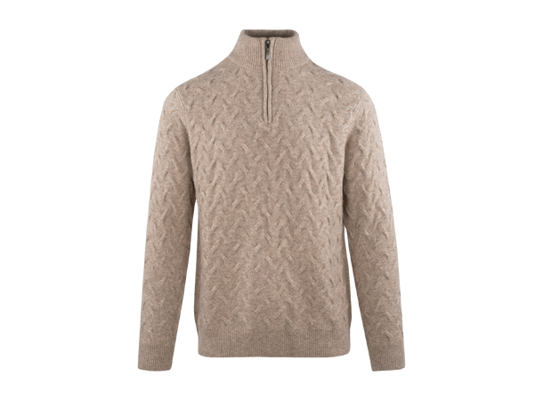 Bernard Half-zip Sand melange XXL Cable soft half-zip sweater 