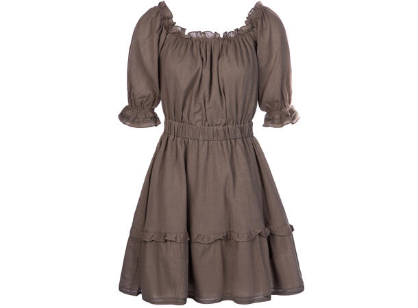 Eliane Dress Olive XL Organic cotton offshoulder 
