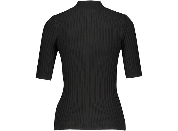 Fannie Top Black S SS rib mock neck 