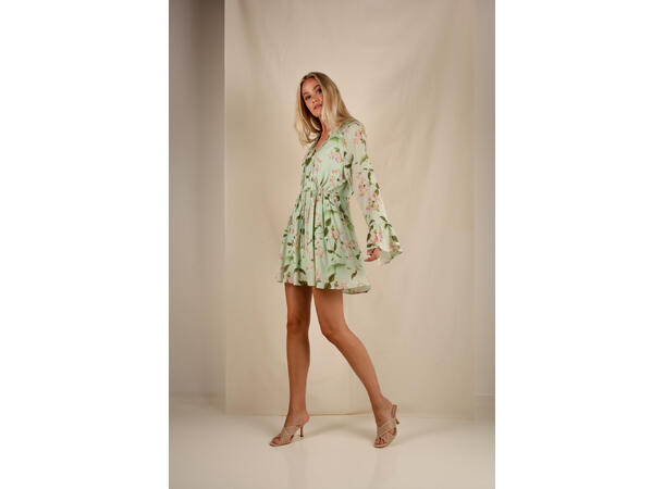 Kathleen Dress Tender greens AOP XL Viscose chiffon tier dress 