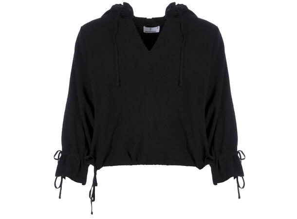 Nikki Top Black XS Linen slub hoodie 