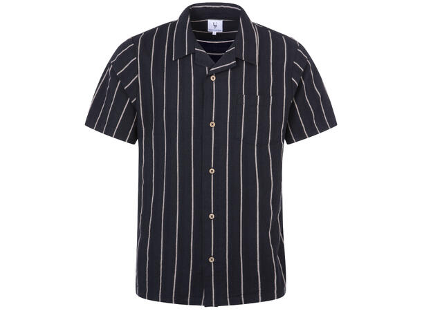 Travis Shirt Black M Striped linen SS shirt 