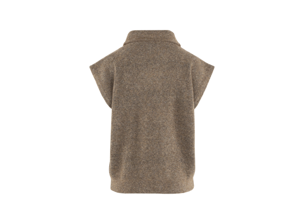 Arianna Vest Dark Brown S Mohair Half-zip vest 