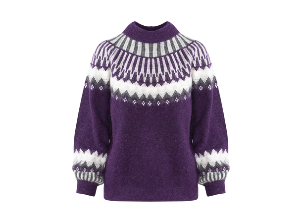 Hani Sweater Purple multi L Pattern round neck 