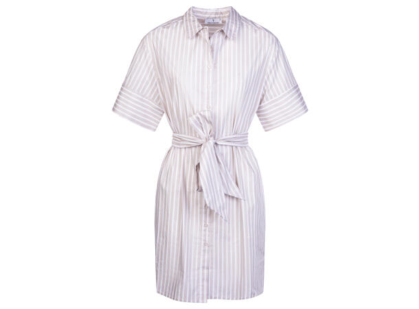 Rita Dress Beige stripe XS Striped poplin shirt dress 