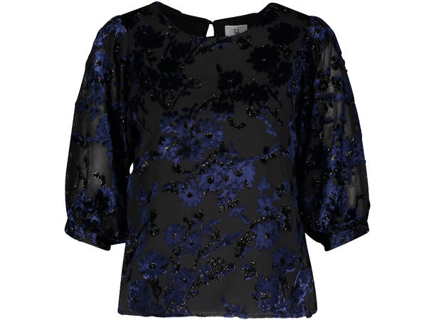 Jules Top Black AOP S Velvet burnout top 