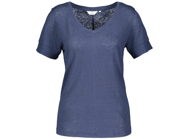 Lily V-neck Tee Denim Blue S Linen v-neck tee 