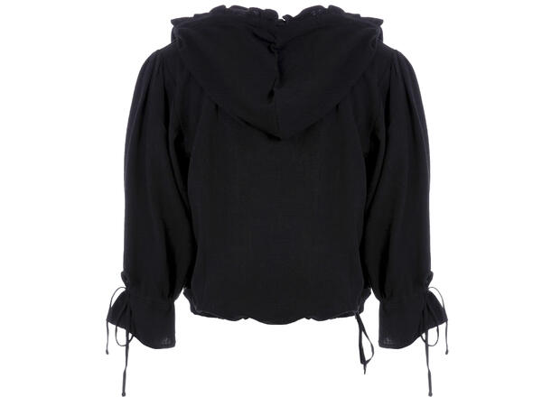 Nikki Top Black L Linen slub hoodie 