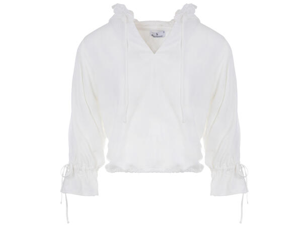 Nikki Top White M Linen slub hoodie 