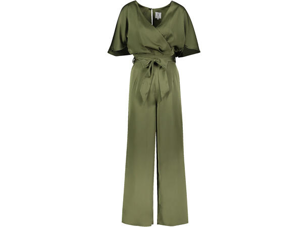 Victoria Jumpsuit Olivine S Satin wrap jumpsuit 