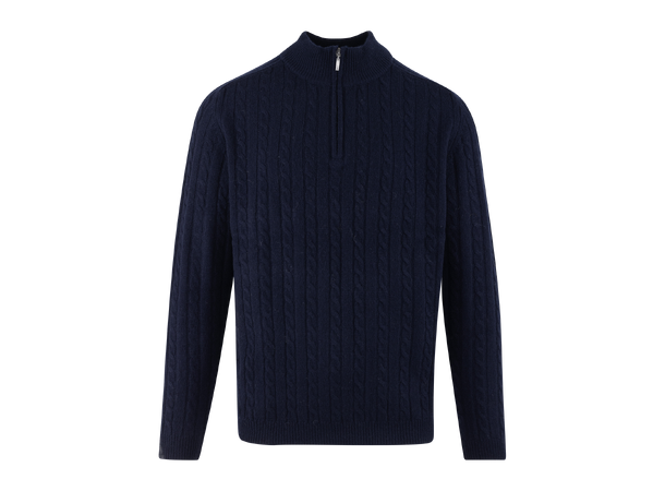 Walt Half-zip Dark Navy XXL Wool cable sweater 