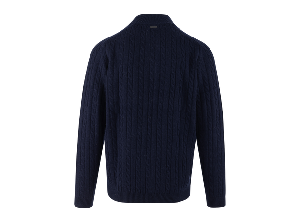 Walt Half-zip Dark Navy XXL Wool cable sweater 