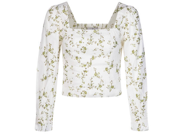 Alexa Top Olive AOP XL Printed linen blouse 