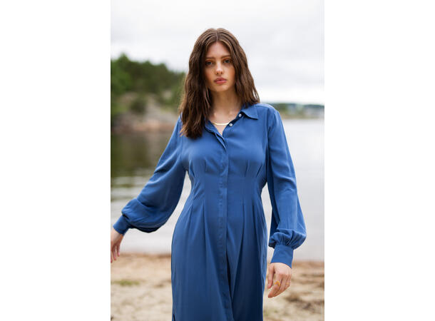 Penelope Dress Blue M Cupro shirt dress 