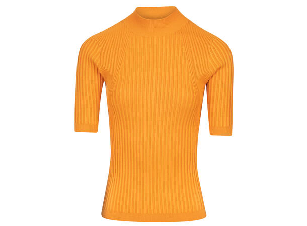Fannie Top Apricot L SS rib mock neck 