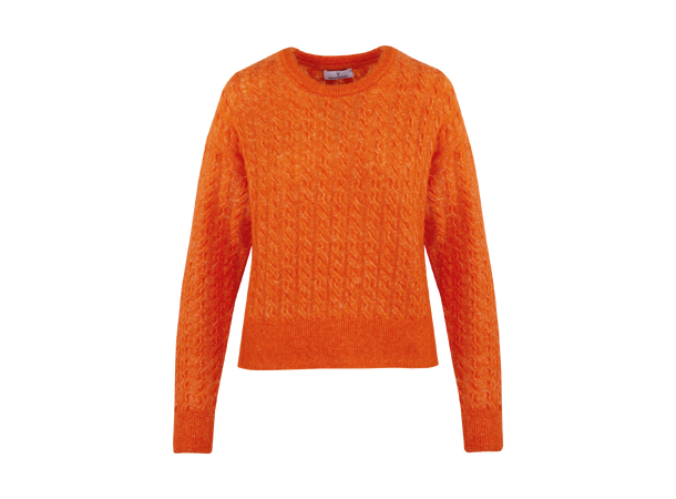 Liz Sweater Orange Flame XS Mohair cable sweater 