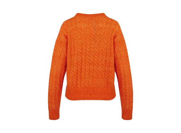 Liz Sweater Orange Flame XS Mohair cable sweater 