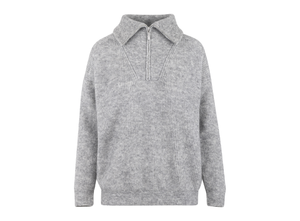 Alana Half-zip Grey Melange S Half-zip mohair sweater 
