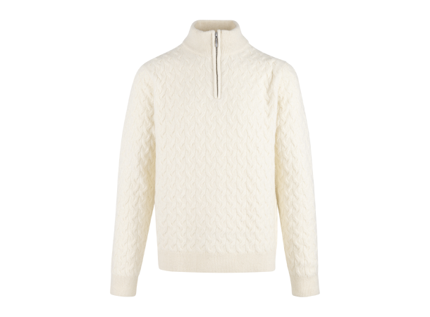 Aston Half-zip Cream XL Cable knit sweater 