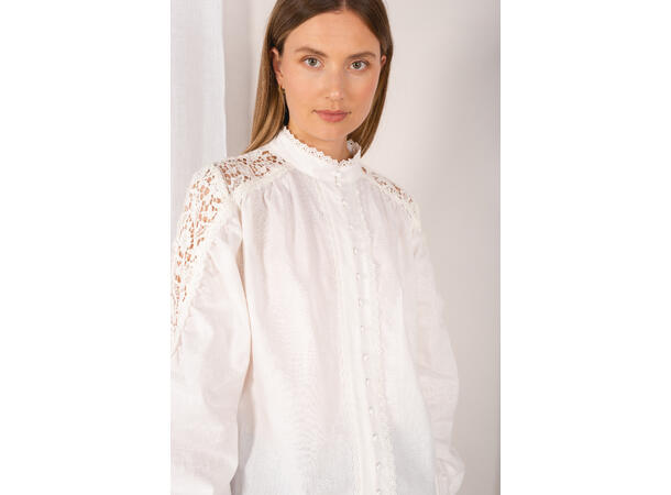 Eloise Blouse White L Cotton lace detail blouse 