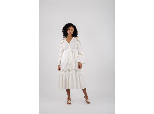 Jasmin Dress White L Cotton lace detail dress 