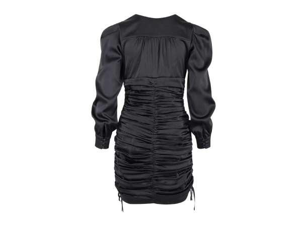 Kiki Dress Black L Gathered satin dress 