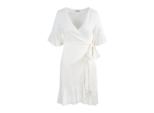 Noor Dress White S Short linen wrap dress 