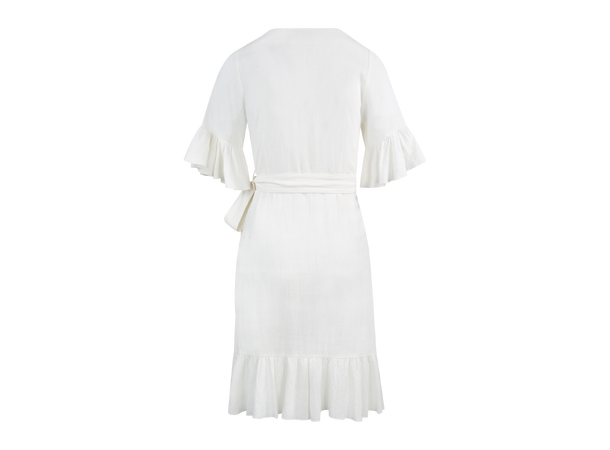 Noor Dress White S Short linen wrap dress 