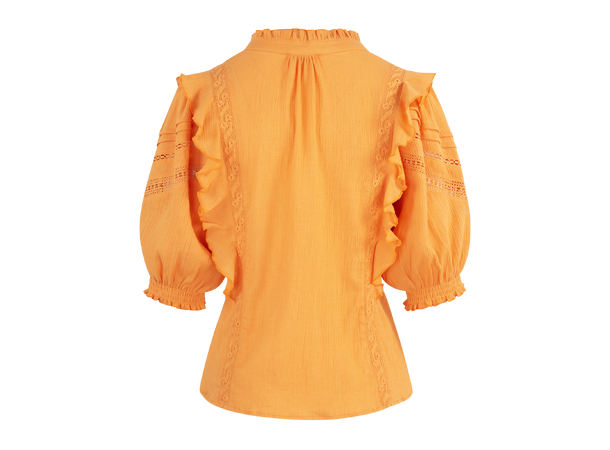 Sherry Blouse Persimmon Orange S SS blouse with lace trim 