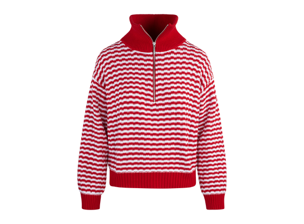 Tale Half-zip Red M Check pattern sweater 