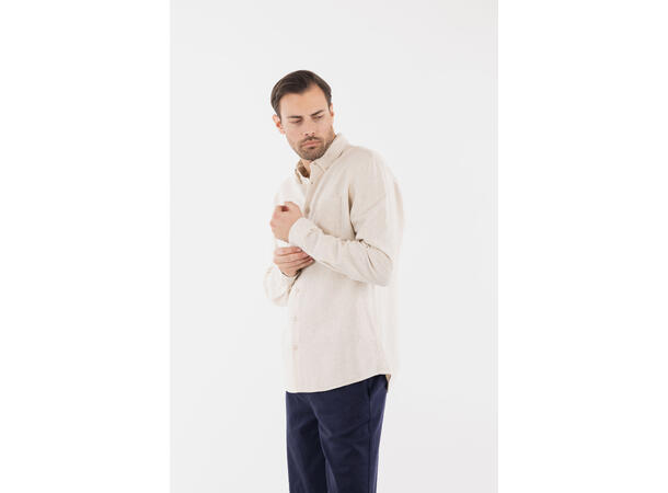 Thad Shirt Light Sand M Linen cotton LS shirt 