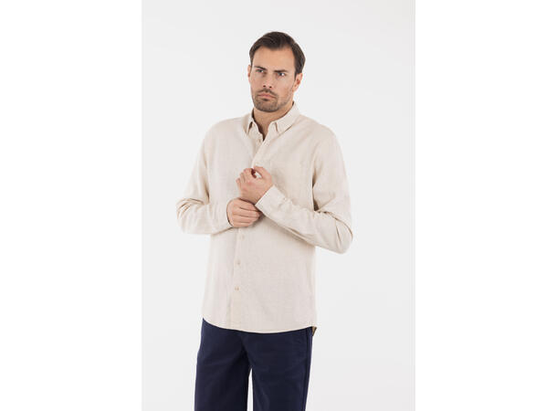 Thad Shirt Light Sand M Linen cotton LS shirt 
