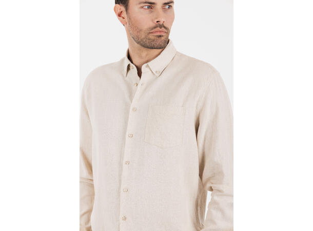 Thad Shirt Light Sand M Linen cotton LS shirt 