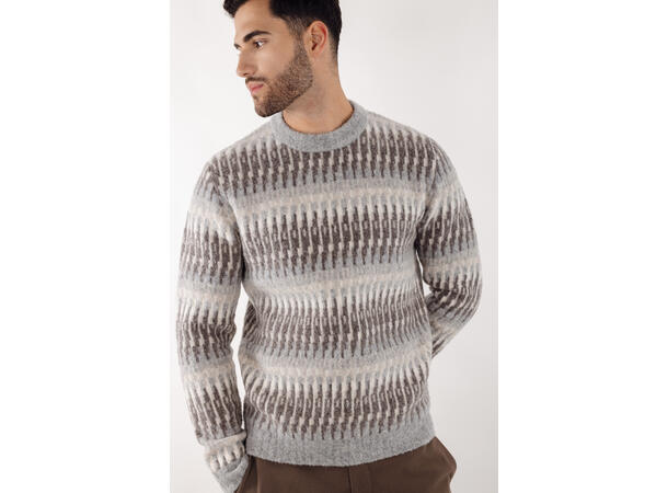 Tolkien Sweater Sand multi M Jaquard knit r-neck 