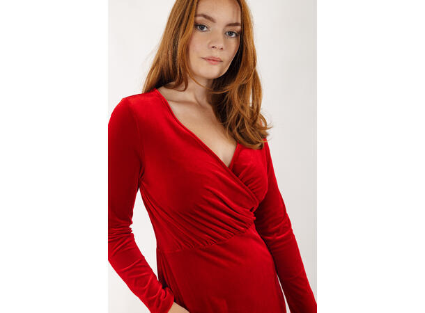 Bimbette Dress Red XL Short velvet dress 