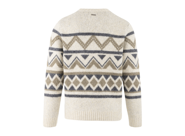 Clarence Sweater Cream multi S Ikat pattern r-neck 