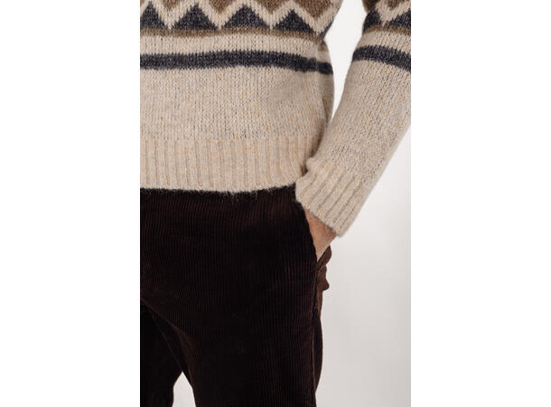 Clarence Sweater Cream multi S Ikat pattern r-neck 
