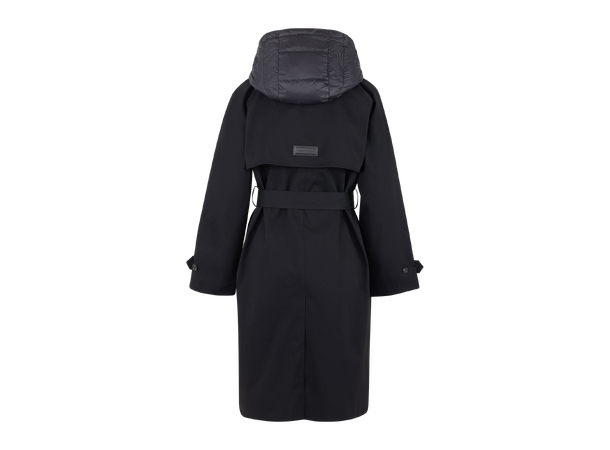 Eira Coat black M Technical trench with removable hood 